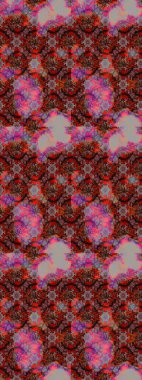 Raster illüstrasyonu. Kahverengi ve kırmızı renkte çiçekler. Çiçek süslemeli çizim deseni.