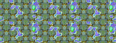 Raster illüstrasyonu. Çiçek. Taslak dekoratif arka plan, çiçek mandala. Yeşil ve mavi renklerde.