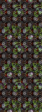 Raster illüstrasyonu. Düz Çiçek Elementleri Tasarımı. Renkli Bahar Teması eskiz kalıbı. Asya tekstil tarzında. Güzel kumaş deseni. Çiçek desenini çiz.