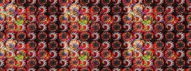 Raster illüstrasyonu. Moda baskısı, albüm, ambalaj kağıdı ve duvar kağıdı için zarif dekoratif süslemeler. Küçük çiçekli basit bir çiçek çizimi. Siyah ve kırmızı renkte şirin çiçekler..