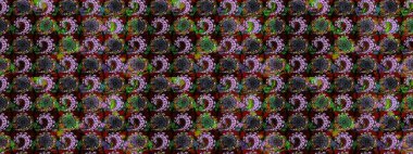 Çiçek kolajı. Küçük çiçekte güzel bir desen var. Raster deseni. - Siyah ve kahverengi çiçekler. Çiçek kompozisyonu. Çiçek arkaplan. Doğa.