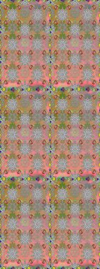 Gri ve nötr renklerde Asya tekstil tarzında. Çiçeklerle suluboya desenli çiçek deseni. Raster illüstrasyonu.