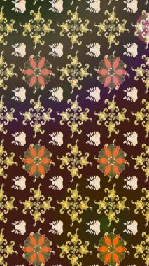 Raster suluboya çiçek deseni, narin çiçekler, kahverengi ve yeşil çiçekler, tebrik kartı şablonu. Güzel kumaş deseni.