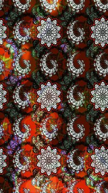 Robot resim. Şirin çiçek elementleri. Raster illüstrasyonu. Kahverengi ve siyah renkte çiçekler.