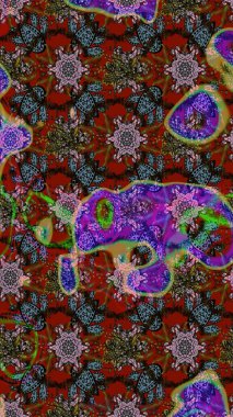 Kahverengi ve kırmızı renkte çiçekler. Çiçekli karalama şeklinde Raster çiçek deseni. Yumuşak, yaz çiçekli arka plan.