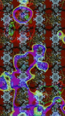 Şirin çiçek elementleri. Kırmızı ve kahverengi renkte çiçekler. Raster illüstrasyonu. Çizim.