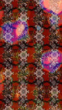 Çiçekli karalama şeklinde Raster çiçek deseni. Kahverengi ve kırmızı renkte çiçekler. Nazik, sevimli çiçek arkaplanı..