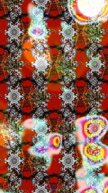 Flat Flower Elements Design. Sketch Floral Pattern in Raster illustration. Flowers on gray and red colors. Colour Spring Theme sketch pattern Background.