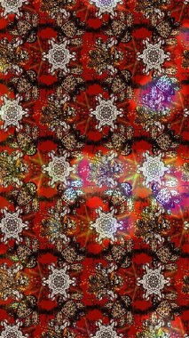 Renkli Bahar Teması eskiz kalıbı. Çiçek desenli eskiz. Kahverengi ve kırmızı renkte çiçekler. Düz Çiçek Elementleri Tasarım Raster illüstrasyonu.