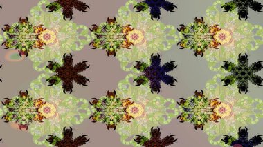 Raster illüstrasyonu. Gri ve nötr renklere karalamalar çizen kusursuz çiçek deseni.