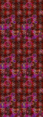 Eskiz arkaplan modeli. Raster illüstrasyonu. Kahverengi ve kırmızı renklerde yaprakları olan yabani çiçekler. Suluboya, elle çizilmiş.