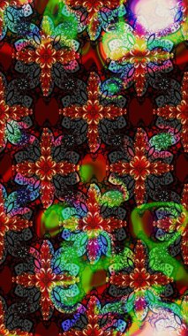 Çiçeksel fantezi tasarımı ve parlak bir arka plan çizimi. Renkli Bahar Teması eskiz kalıbı. Düz Çiçek Elementleri Tasarımı.