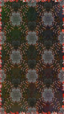 Klasik çiçek tasarımı elementleri. Gri ve kahverengi kıvırcık çiçekler gri ve kahverengi renklerde şekillenir. Raster illüstrasyonu.