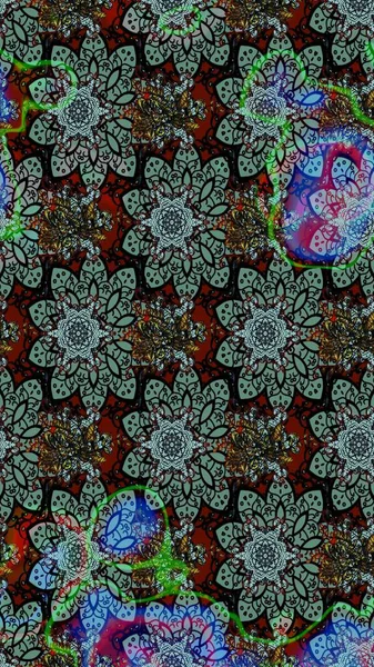 Düz Çiçek Elementleri Tasarımı. Taslak desenli, modaya uygun kumaş deseni. Şirin çiçek elementleri. Raster illüstrasyonu. Renkli Bahar Teması çizim şablonu.