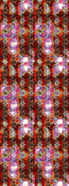 Renkli Yaz Temalı eskiz kalıbı. Sevimli çiçek raster deseni. Kahverengi ve kırmızı renkte çiçekler. Düz Çiçek Elementleri Tasarımı.