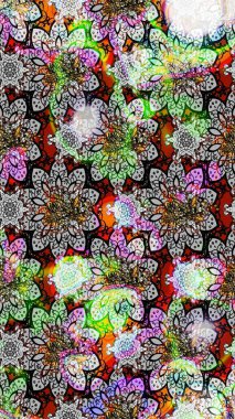 Raster illüstrasyonu. Robot resim. Küçük çiçekte sevimli çiçek deseni var..