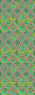 Raster suluboya çiçek deseni, narin çiçekler, yeşil ve nötr çiçekler, tebrik kartı şablonu. Raster Güzel kumaş deseni.