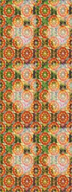 Şam, tasarım için kusursuz desen. Turuncu ve kahverengi renklerde, altın elementli, pürüzsüz desen..