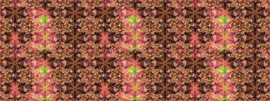 Raster deseni. Raster illüstrasyonu. Nazik, yaz çiçekleri kahverengi ve pembe renklerde. Küçük çiçekte sevimli çiçek deseni var..