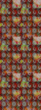 El çizimi çiçekli soyut çizim kalıbı. Kahverengi ve gri renkli çiçekler. Raster illüstrasyonu.