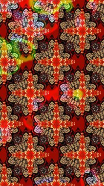 Kıvırcık, parlak örgü. Eski moda arka plan. Güzel, parlak, pürüzsüz kumaş, tuval. Çiçek çelengi. Raster illüstrasyonu. Desen, çizim, çiçek sınırı..