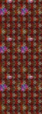 Parlak renkli çiçekleri ve kahverengi ve kırmızı renkte yaprakları olan harika bir çiçek deseni. Modern çiçek arkaplanı. Halk tarzı. Moda baskıları için zarif bir şablon.