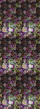 Miles Fleur, süslü püslü bir süs. Tomurcukları papatya çiçekleri olan sevimli bir çiçek deseni. Raster illüstrasyonu. Eskiz geçmişi. Kumaş, tekstil, duvar kağıdı baskısı için. Antika retro tarzı.