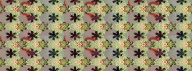 Tarafsız ve gri renklerde çiçekler. Düz Çiçek Elementleri Tasarımı. Renkli Bahar Temalı Kusursuz Arkaplan. Sevimli çiçek raster deseni.