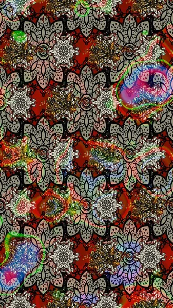 Renkli çizim kalıbı. Çiçek duvar kâğıdı. Çiçek arkaplan. Raster illüstrasyonu. Gri renkli şirin tekstil.