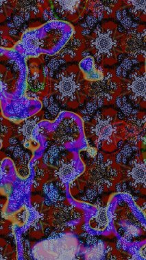 Tribal art boho print, vintage flower background. Background texture, wallpaper, floral theme in brown and violet colors. Abstract ethnic raster sketch pattern.