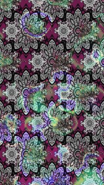 Raster illustration. Floral pattern. Flourish ornamental spring garden texture. Flower sketch background.