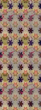 Bej ve gri renkte etnik çiçeklerle süslenmiş zarif bir eskiz. Asya Tekstil 'inde Raster Çiçek İllüstrasyonu.