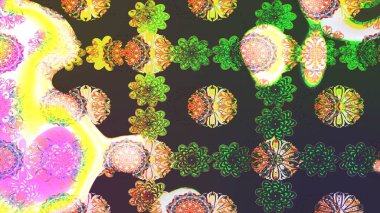 Hediye ambalaj kağıdı, tebrik kartları, posterler ve pankart tasarımı. Yeşil ve gri renkli çiçekler. Raster düz çiçek çizim deseni.