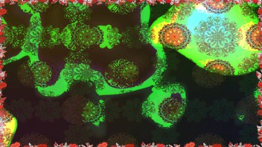 Flowers on gray and green colors. Cute flower raster pattern. Flat Flower Elements Design. Colour Summer Theme seamless pattern Background.