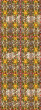 Çiçekli karalama şeklinde Raster çiçek deseni. Kahverengi ve bej renkli çiçekler. Yumuşak, bahar çiçekli arka plan.