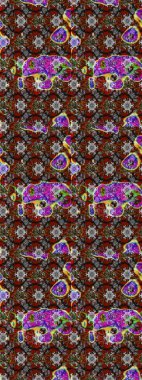 Raster illüstrasyonundaki çiçek desenli çizim. Düz Çiçek Elementleri Tasarımı. Renkli Bahar Teması eskiz kalıbı. Süslü kumaş deseni.