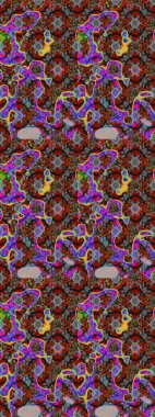 Renkli Bahar Teması eskiz kalıbı. Şirin çiçek elementleri. Taslak desenli, modaya uygun kumaş deseni. Raster illüstrasyonu. Düz Çiçek Elementleri Tasarımı.