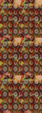 Raster illüstrasyonu. Kahverengi ve bej renklere karalamalar çizilmiş çiçek deseni.