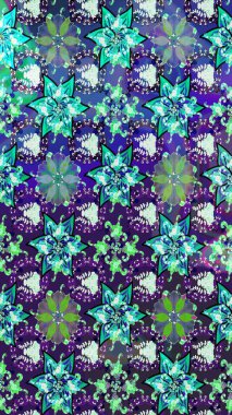 Düz Çiçek Elementleri Tasarımı. Raster illüstrasyonundaki çiçek desenli çizim. Süslü kumaş deseni. Renkli Bahar Teması çizim şablonu.