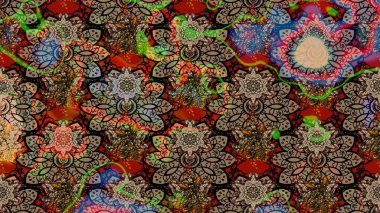 Raster illüstrasyonu. El çizimi. Çiçekli, yapraklı, çiçek desenli çizim..