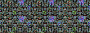 Çiçekli karalama şeklinde Raster çiçek deseni. Mavi ve siyah renkte çiçekler. Nazik, narin çiçek arkaplanı.