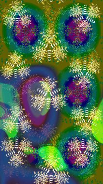 Yeşil ve mavi renkte çiçekler. Yumuşak, bahar çiçekli arka plan. Raster çiçek desenli ve çiçekli..