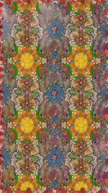 Kahverengi ve bej renkli çiçekler. Raster illüstrasyonunda kusursuz çiçek deseni.