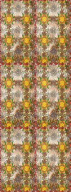 Raster illüstrasyonundaki çiçek desenli çizim. Bej ve kahverengi renkte çiçekler.