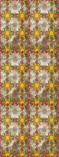 Raster illüstrasyonundaki çiçek desenli çizim. Bej ve kahverengi renkte çiçekler.