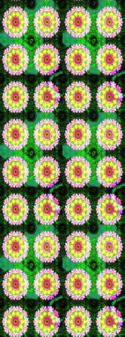 Yeşil ve sarı renkli yeşil ve sarı papatya deseni. Yeşil ve sarı renklerde. Raster illüstrasyonu.