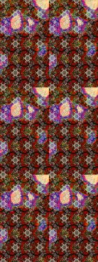 Parmak izi, kumaş, duvar kâğıdı, tekstil için raster dokusu. Renkli grunge, soyut arkaplanı kolonya ve bej çiçekleriyle süslüyor. Nakış desenli çiçek deseni..