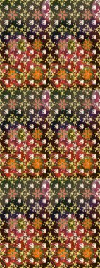 Sevimli çiçek raster deseni. Kahverengi ve yeşil renkli çiçekler. Düz Çiçek Elementleri Tasarımı. Renkli Bahar Teması çizim şablonu.