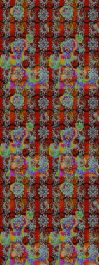 Çiçek süslemeli çizim deseni. Gri ve kahverengi renkli çiçekler. Raster illüstrasyonu.