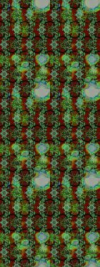 Çiçek yeşili ve kahverengi çizim deseni. Klasik taslak çizimi. Raster çiçek izi..